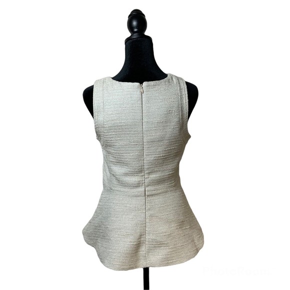BANANA REPUBLIC Woman's Sz 0 Beige Tincel Peplum Sleeveless Blouse Shirt - Picture 3 of 8